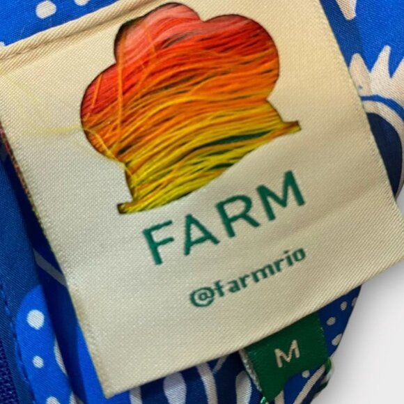 NEW Farm Rio Midi Dress M Blue Full Of Flowers Organic Cotton NWT Tiered - Picture 7 of 10